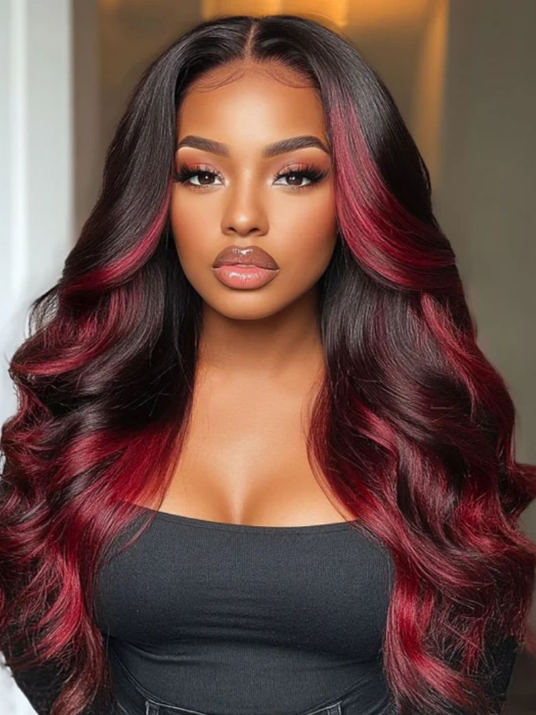 ๐ฅ Seraphina โ The Burgundy Highlight Loose Wave Wig (Glueless & Luxe!)