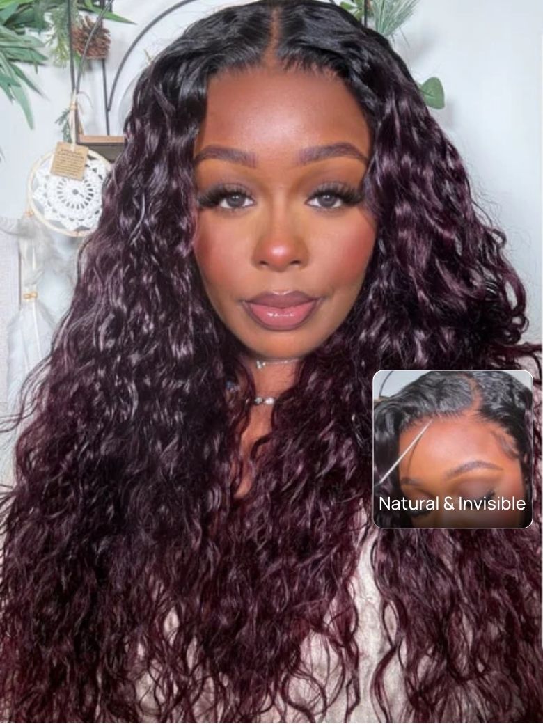 🔥 Raven – The Black Cherry Water Wave Wig (Glueless & Pre-Everything!)