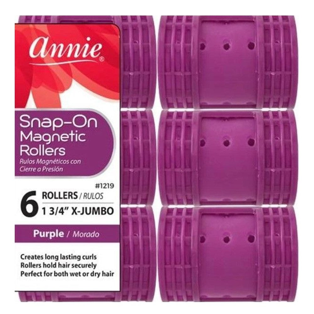 ANNIE Snap-On Magnetic Rollers X-Jumbo (1 3/4" Diameter) 6ct Purple