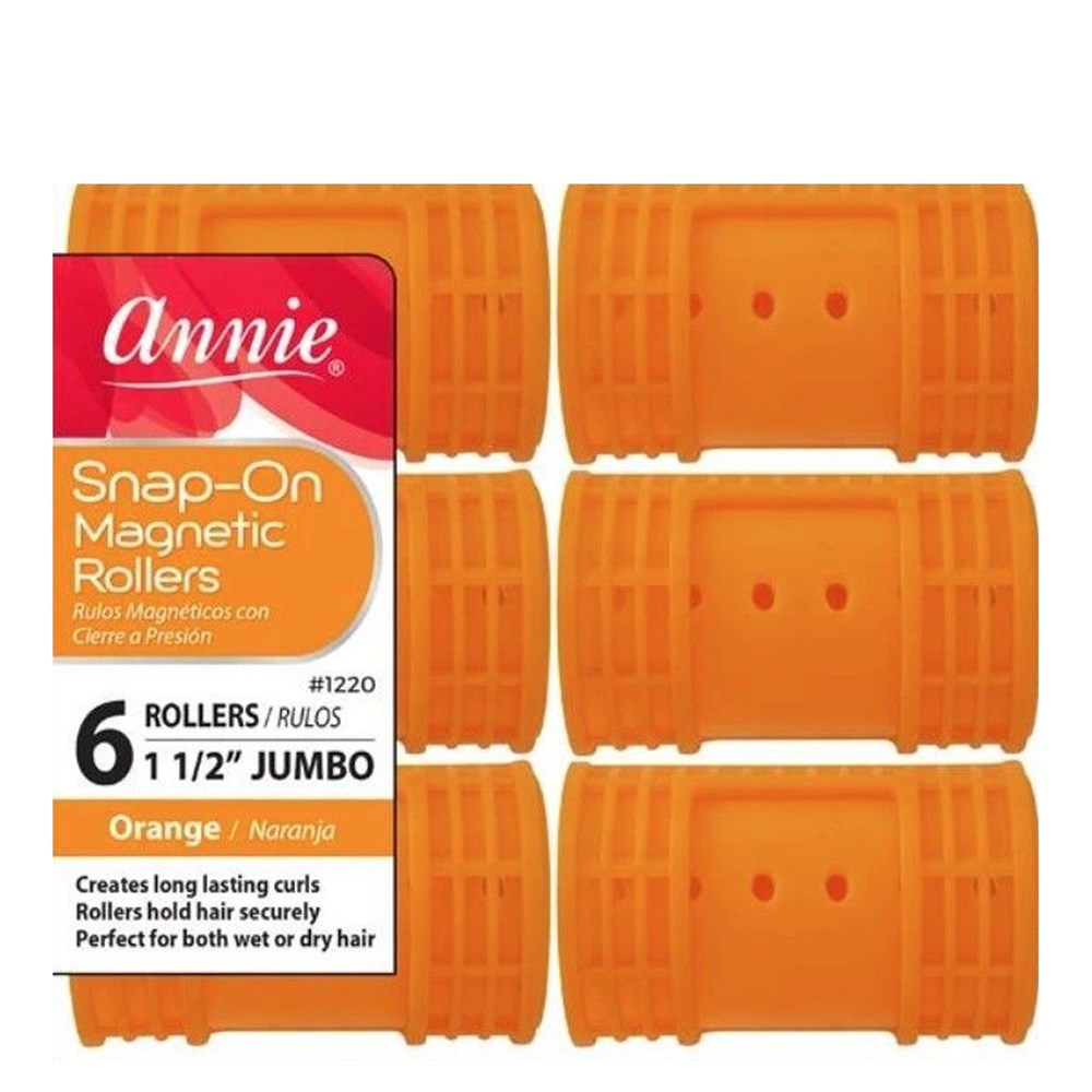 ANNIE Snap-On Magnetic Rollers Jumbo (1 1/2" Diameter) 6ct Orange