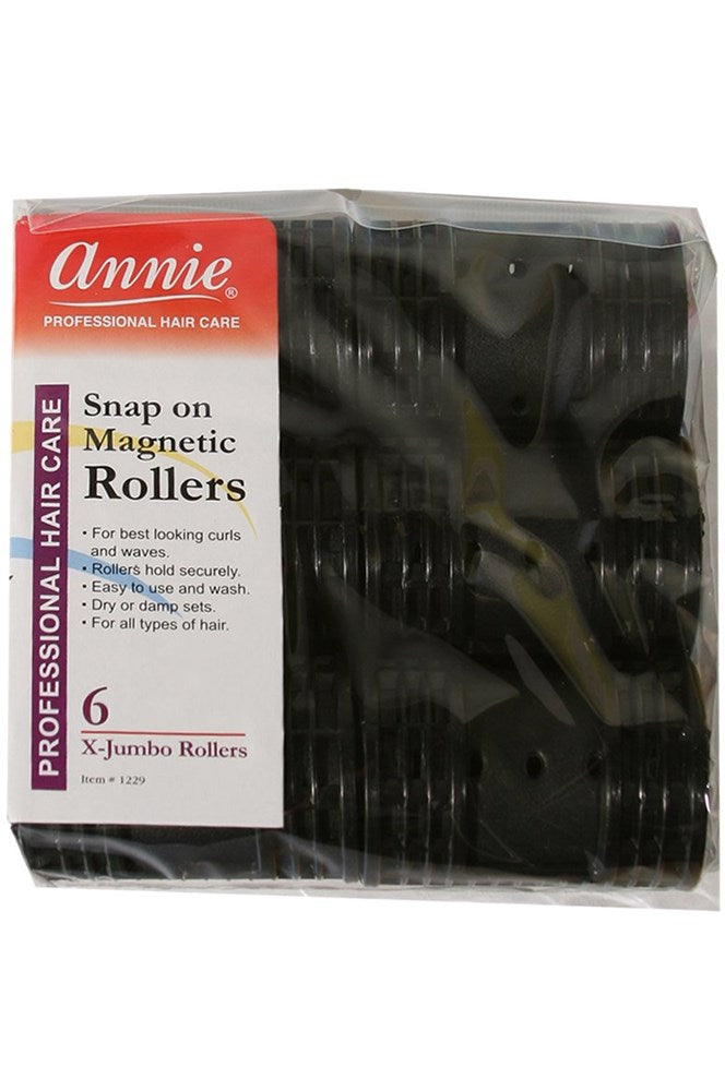 ANNIE Snap-On Magnetic Rollers X-Jumbo (1 3/4" Diameter) 6ct  Black