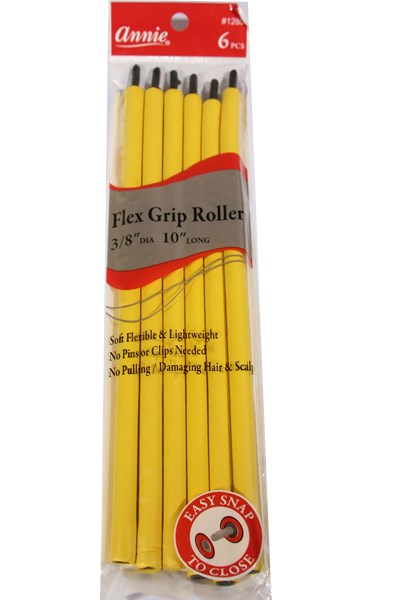 ANNIE Flex Grip Rollers (10inch Long) 3/8" Diameter 6ct Yellow