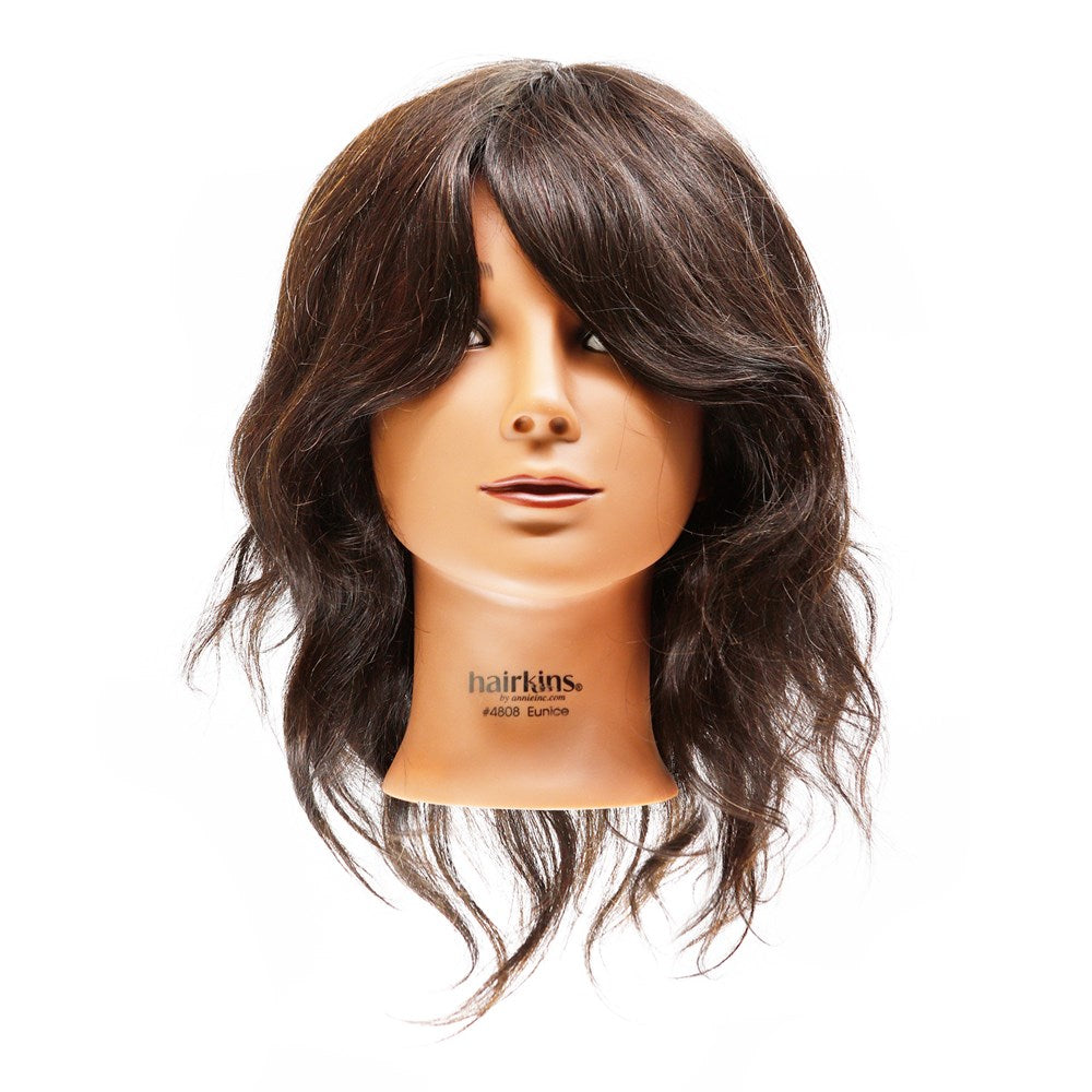 ANNIE 100% Human Hair Mannequin Head (14inch - 16inch) Dark Brown Eunice
