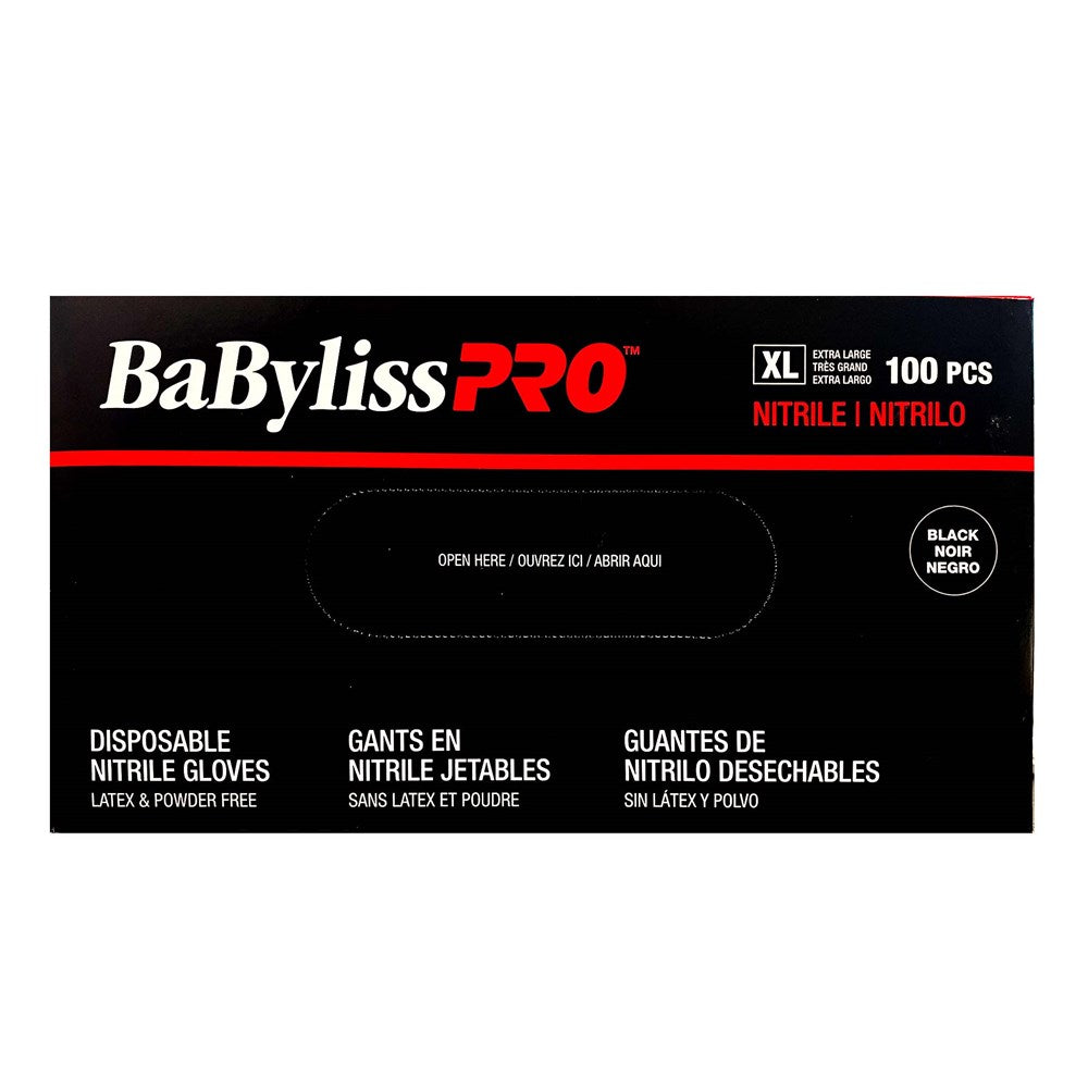 BABYLISS PRO 100pcs Nitrile Gloves Black Extra Large