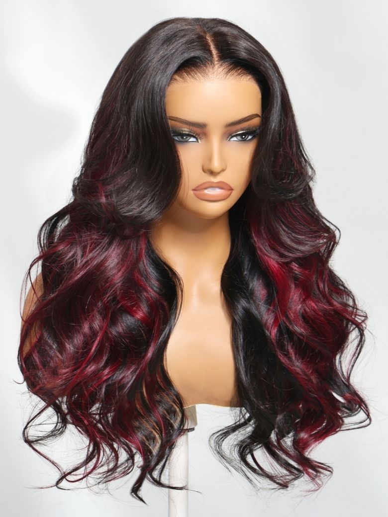๐ฅ Seraphina โ The Burgundy Highlight Loose Wave Wig (Glueless & Luxe!)