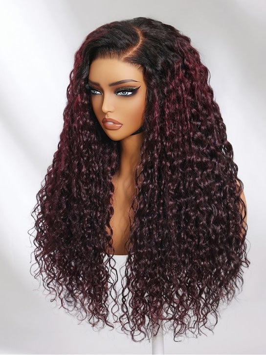 🔥 Raven – The Black Cherry Water Wave Wig (Glueless & Pre-Everything!)