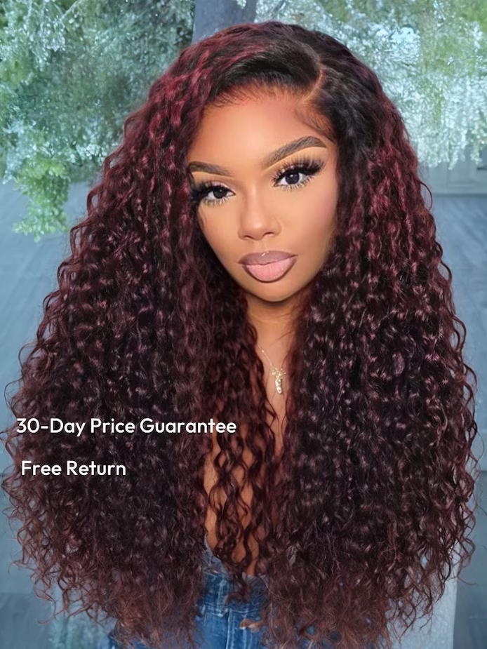 🔥 Raven – The Black Cherry Water Wave Wig (Glueless & Pre-Everything!)