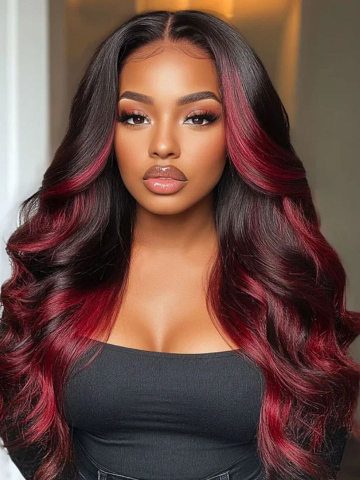 🔥 Seraphina – The Burgundy Highlight Loose Wave Wig (Glueless & Luxe!)