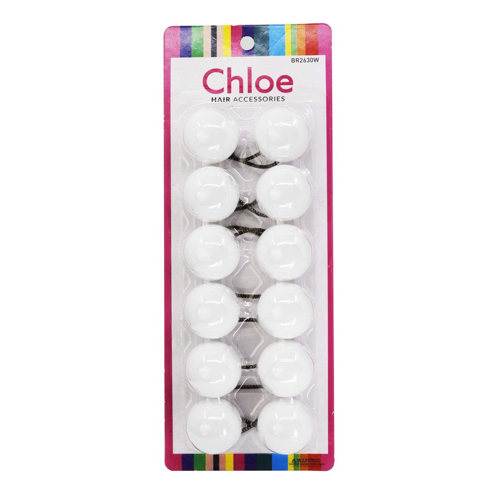 CHLOE 6pcs Twin Beads Ponytailers 30mm White #BR2630W