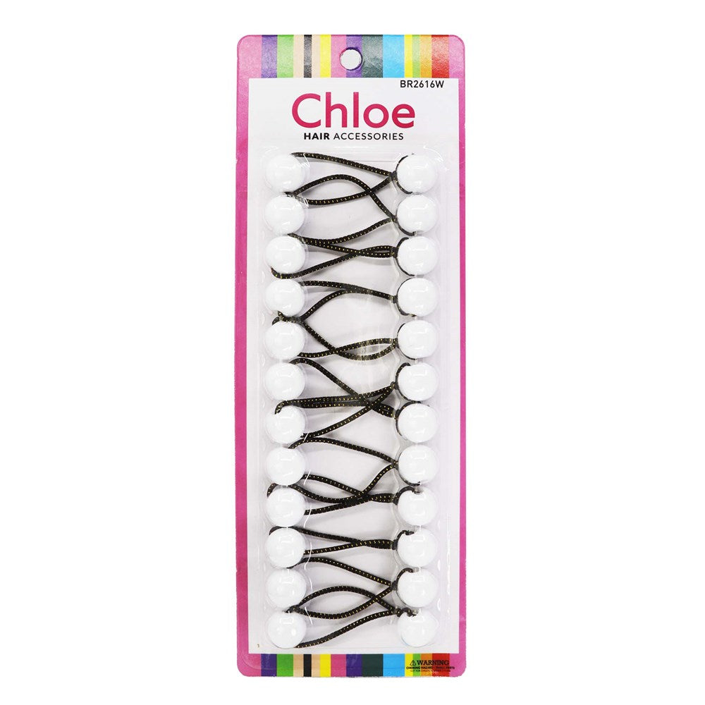 CHLOE 12pcs Twin Beads Ponytailers 16mm White #BR2616W