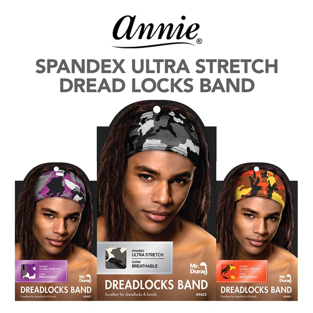 ANNIE Mr. Durag Spandex Ultra Stretch Dreadlocks Band Purple Camo Carton of 12