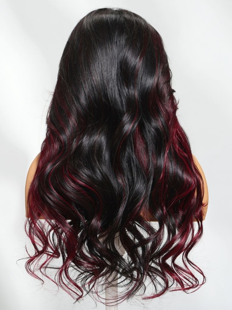 🔥 Seraphina – The Burgundy Highlight Loose Wave Wig (Glueless & Luxe!)