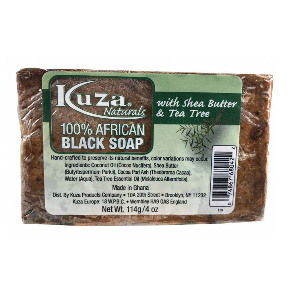 KUZA 100% African Black Soap - Shea Butter & Tea Tree