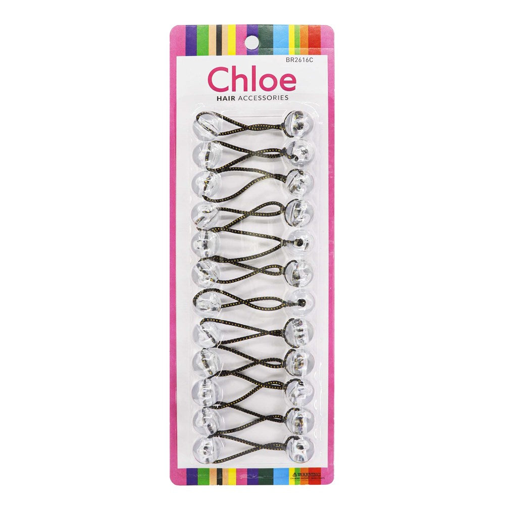 CHLOE 12pcs Twin Beads Ponytailers 16mm Clear #BR2616C