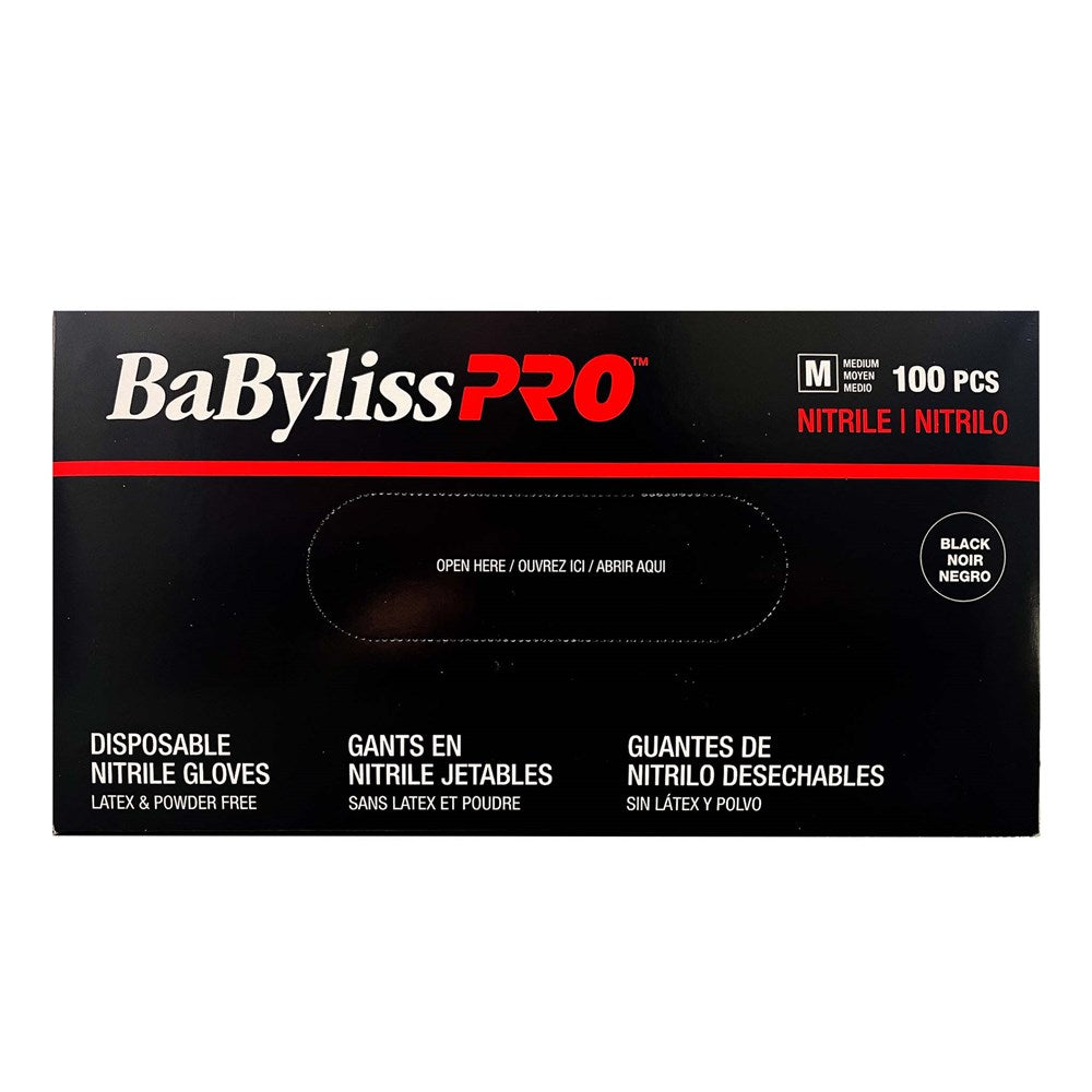 BABYLISS PRO 100pcs Nitrile Gloves Black Medium