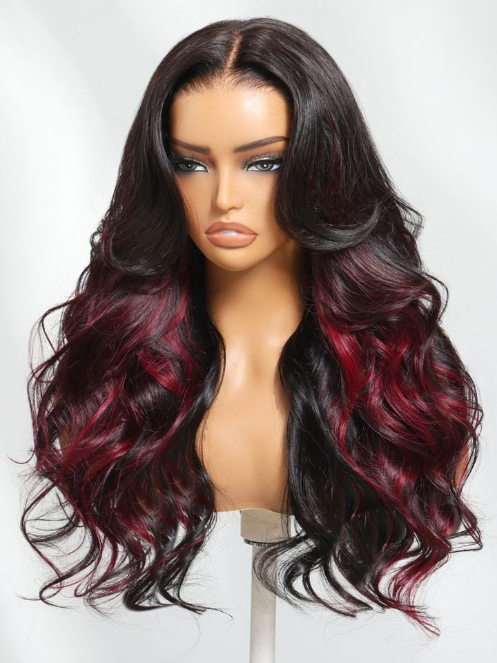 🔥 Seraphina – The Burgundy Highlight Loose Wave Wig (Glueless & Luxe!)