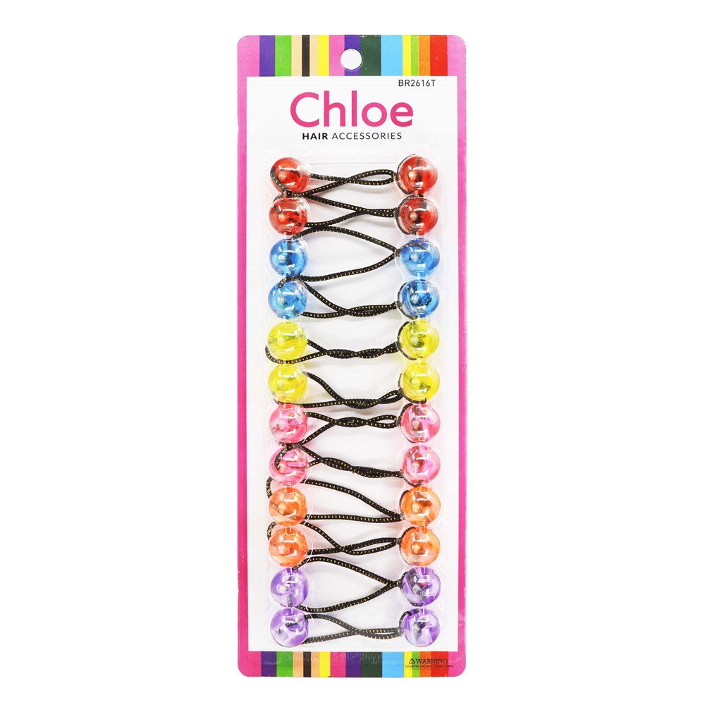 CHLOE 12pcs Twin Beads Ponytailers 16mm Transparent #BR2616T