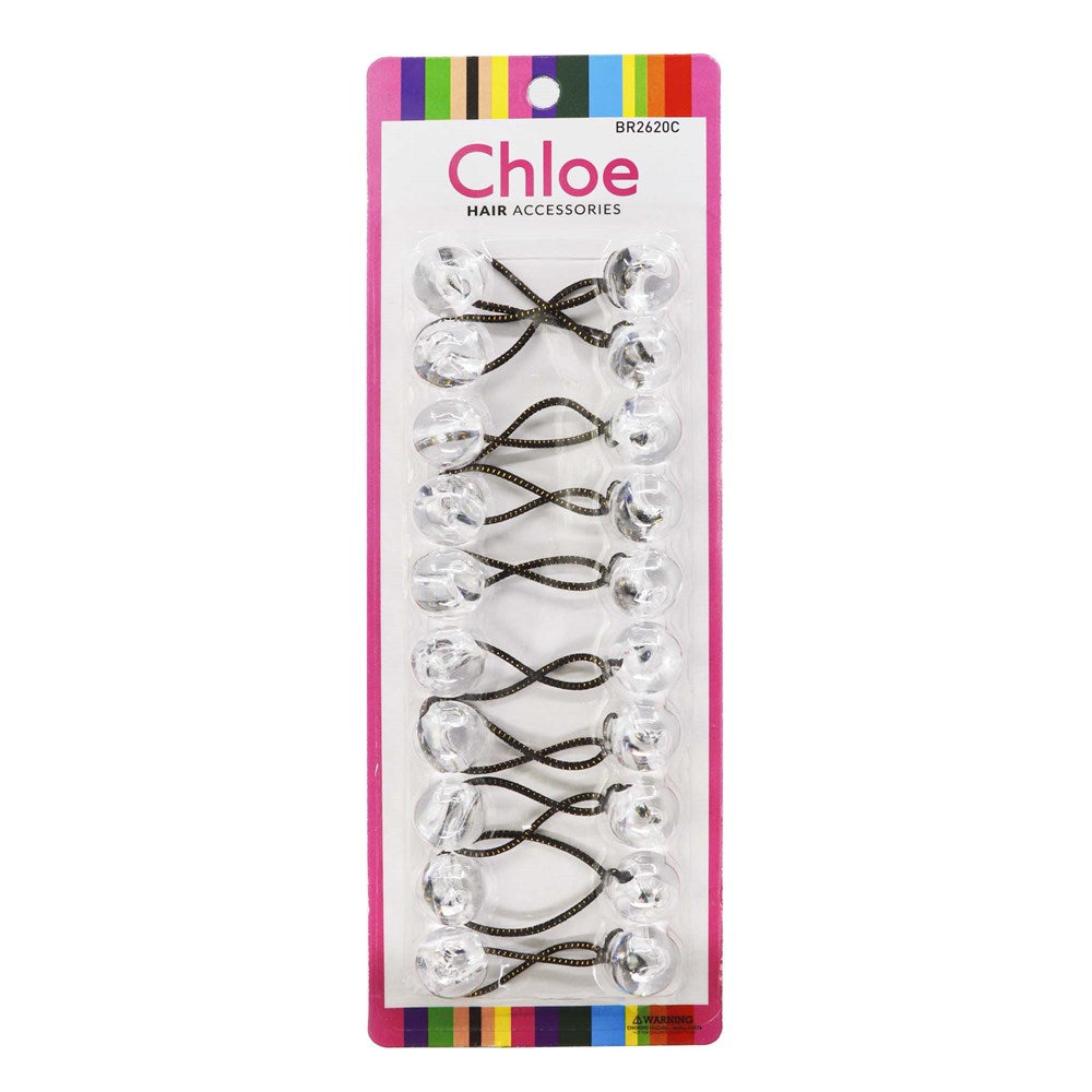 CHLOE 10pcs Twin Beads Ponytailers 20mm Clear #BR2620C