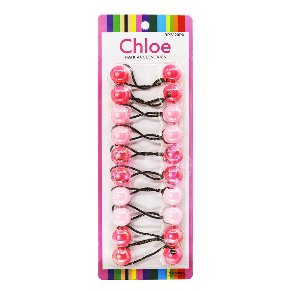 CHLOE 10pcs Twin Beads Ponytailers 20mm Pink Assorted #BR2620PK