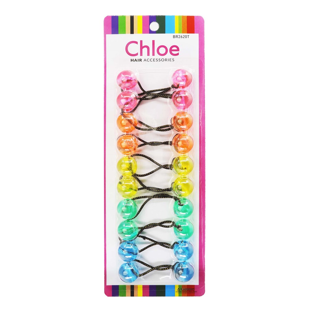 CHLOE 10pcs Twin Beads Ponytailers 20mm Transparent #BR2620T