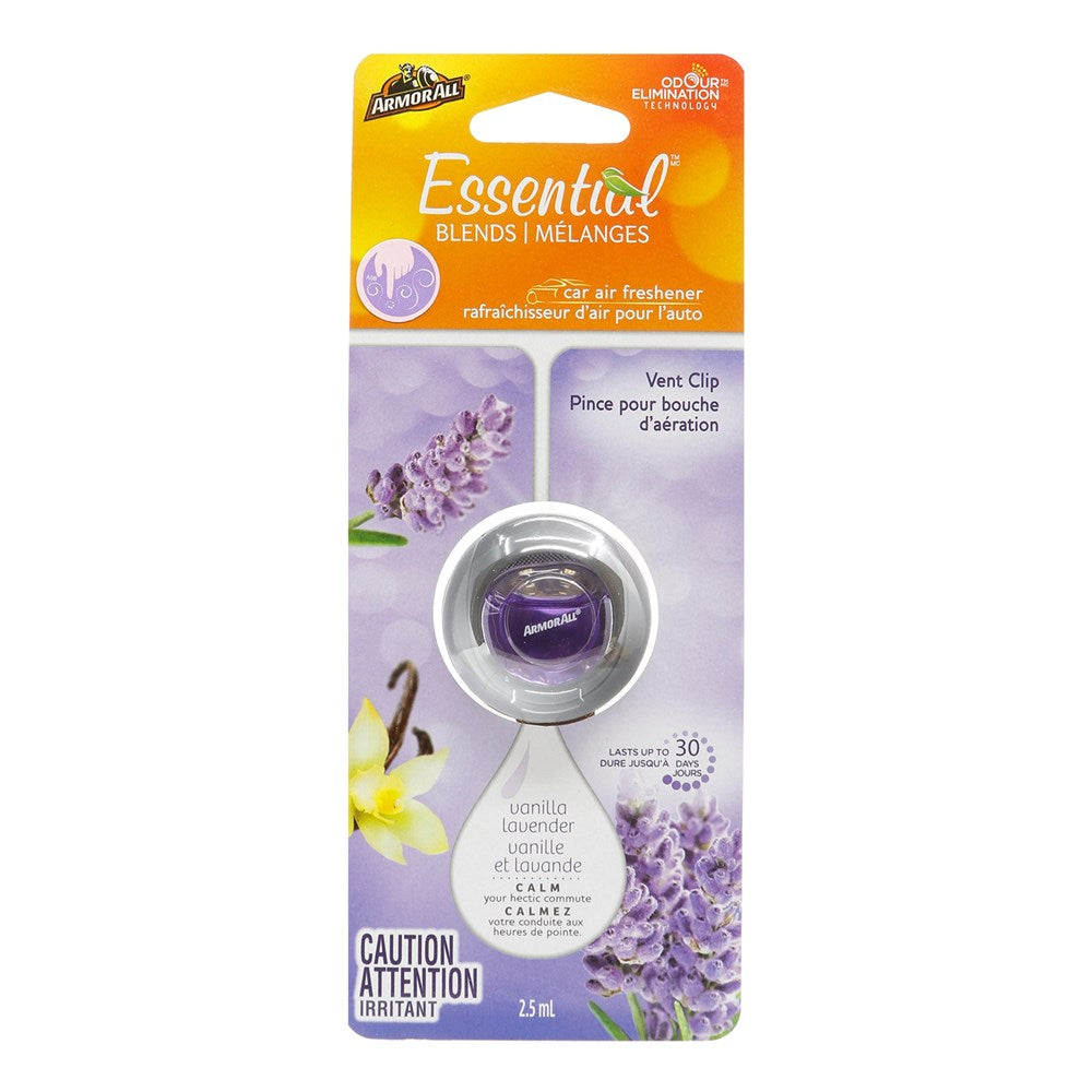 ARMOR ALL Essential Blend Car Air Freshener Vent Clip (2.5ml) Vanilla Lavender