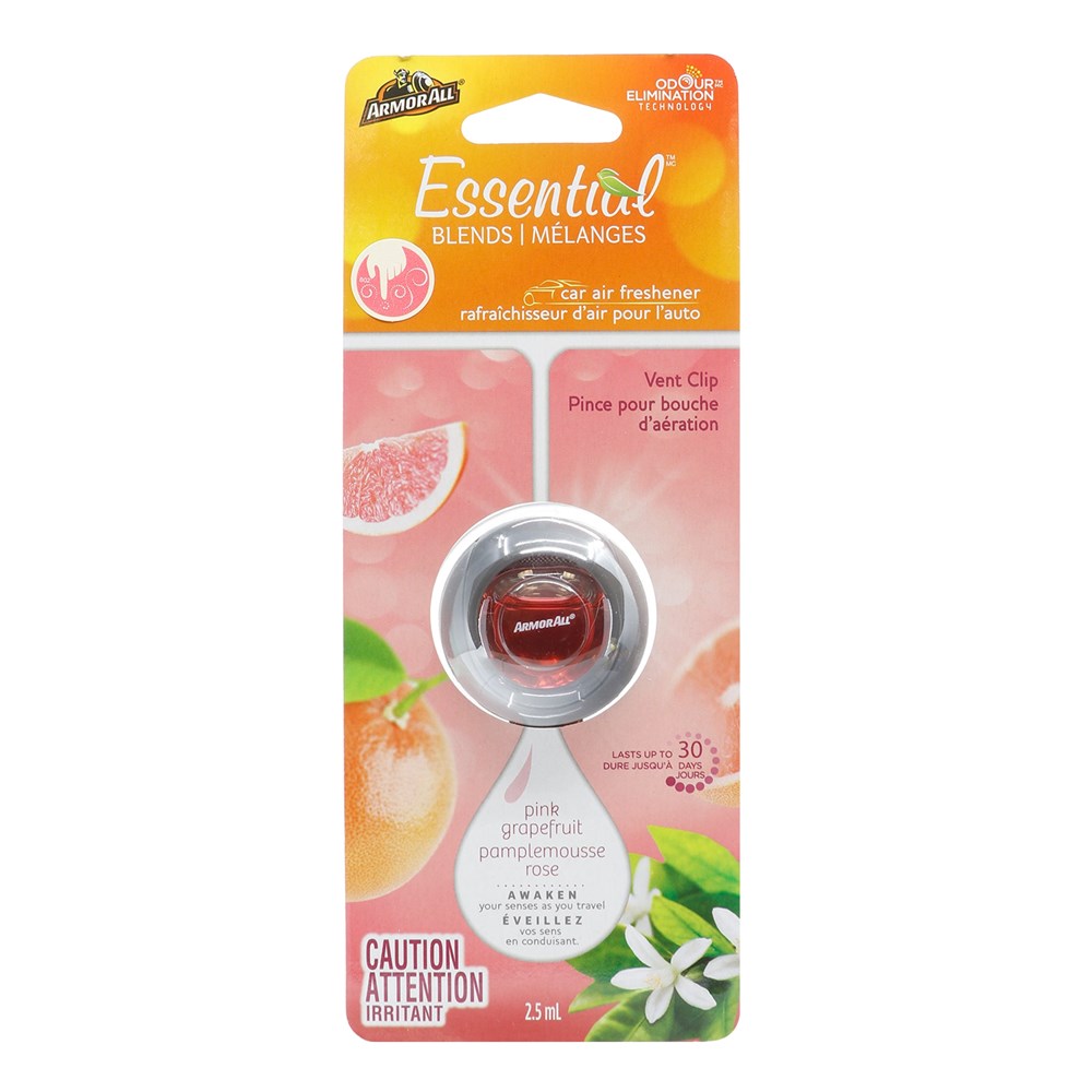 ARMOR ALL Essential Blend Car Air Freshener Vent Clip (2.5ml) Pink Grapefruit