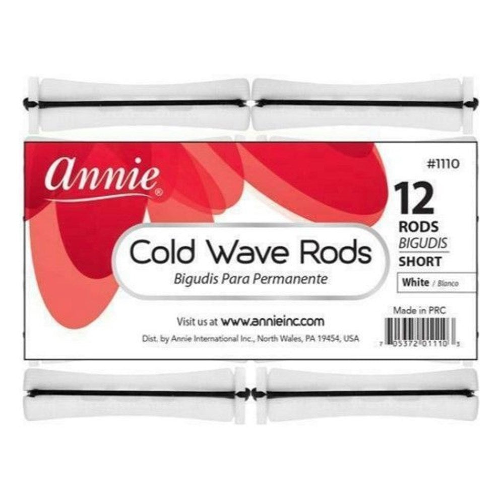 ANNIE Cold Wave Rods with Rubber Band Short(3/5" Diameter) 12ct White Carton of 12