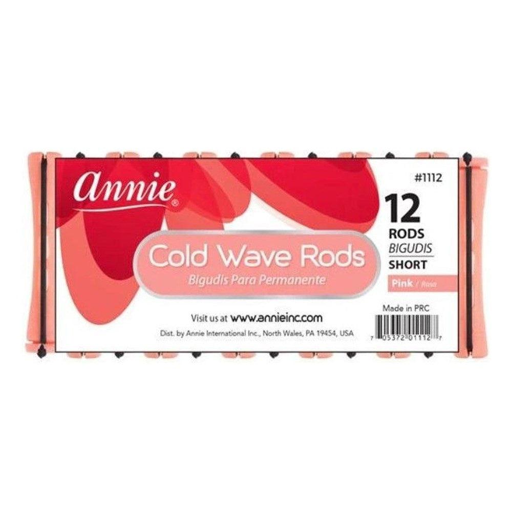 ANNIE Cold Wave Rods with Rubber Band Short(2/5" Diameter ) 12ct Pink Carton of 12