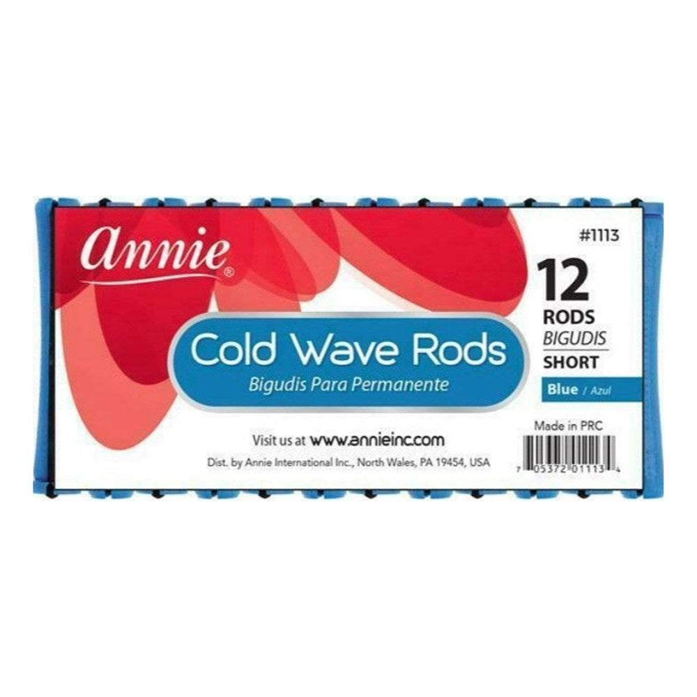 ANNIE Cold Wave Rods with Rubber Band Short(1/3" Diameter) 12ct Blue Carton of 12