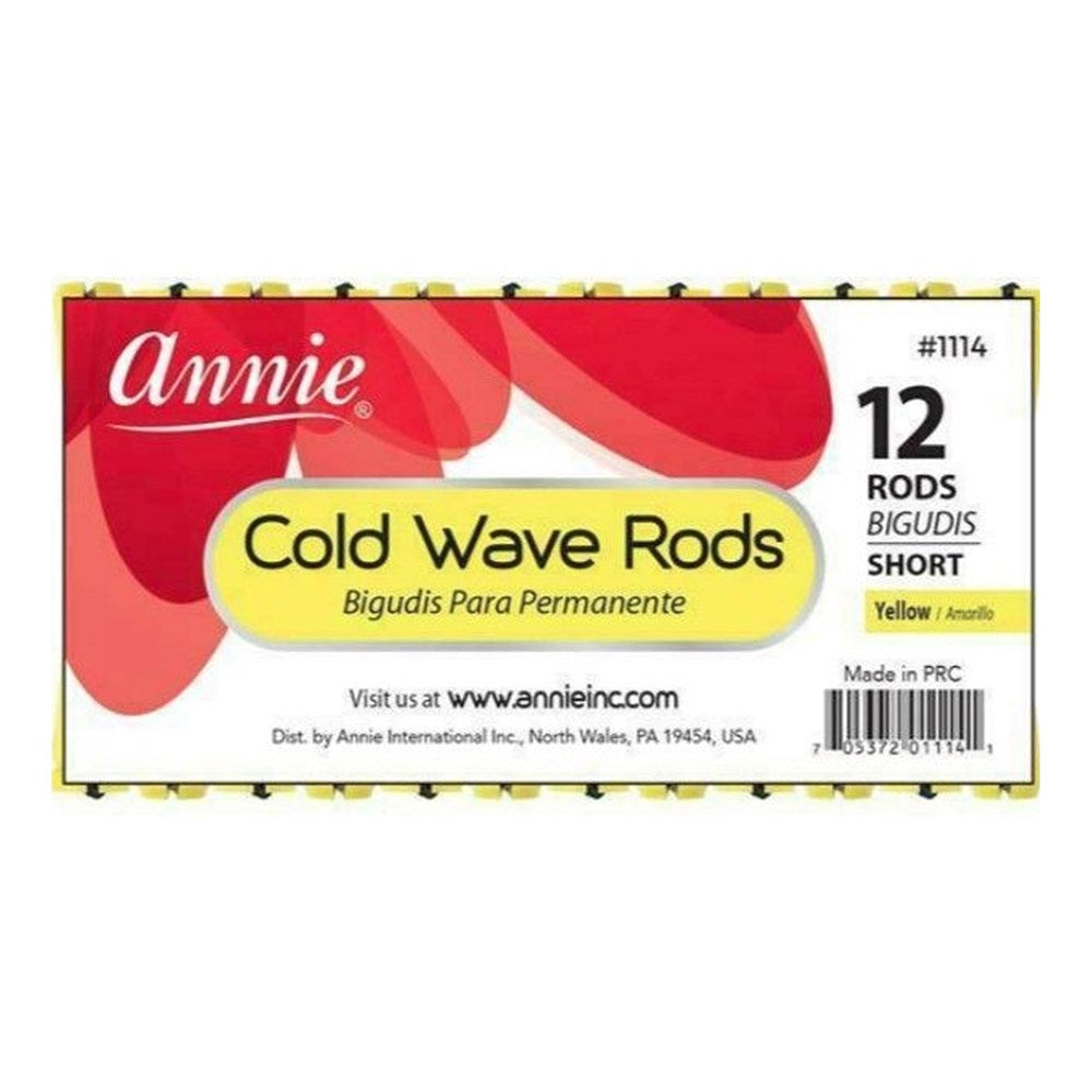 ANNIE Cold Wave Rods with Rubber Band Short(1/3" Diameter ) 12ct Yellow Carton of 12