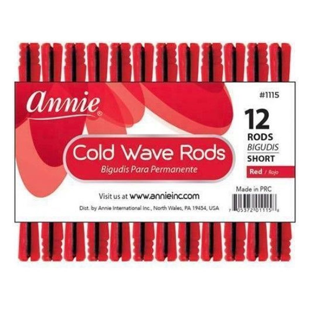 ANNIE Cold Wave Rods with Rubber Band Short(1/4" Diameter) 12ct Red Carton of 12