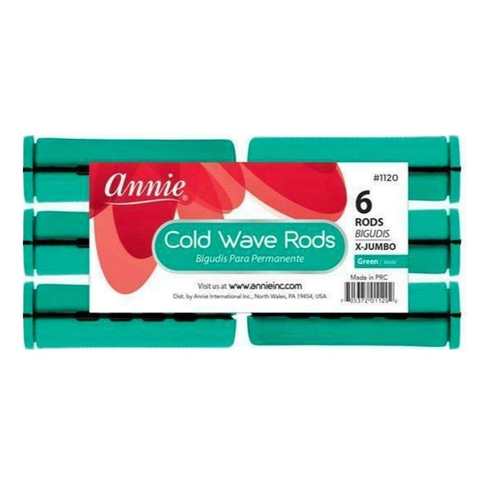 ANNIE Cold Wave Rods with Rubber Band X-Jumbo(4/5" Diameter) 6ct Green Carton of 6