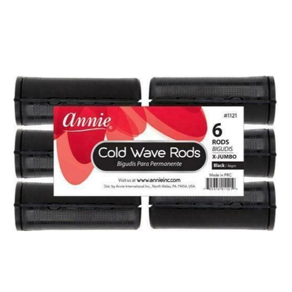 ANNIE Cold Wave Rods with Rubber Band X-Jumbo(1 1/4" Diameter) 6ct Black Carton of 6