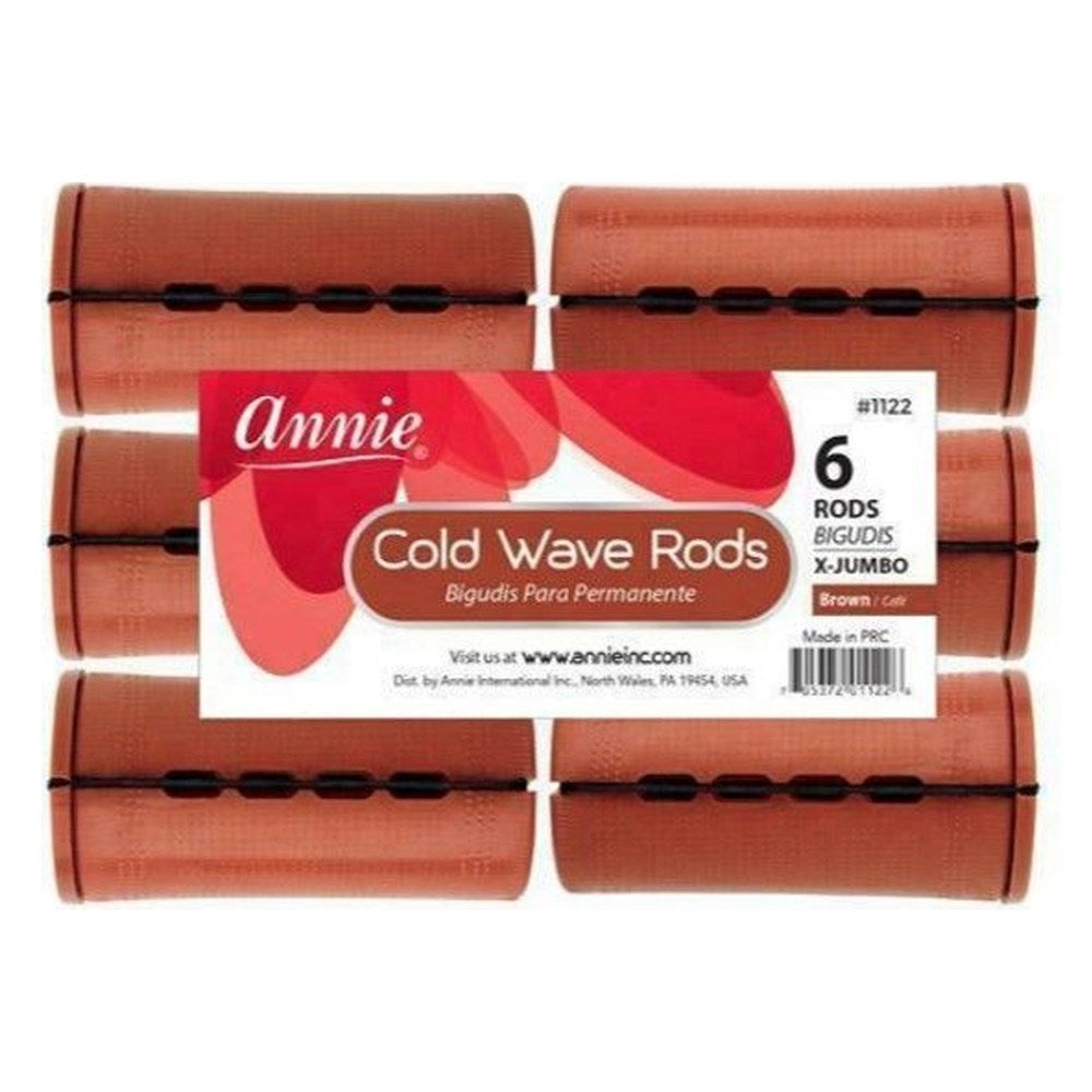 ANNIE Cold Wave Rods with Rubber Band X-Jumbo(1 1/2" Diameter) 6ct Brown Carton of 6