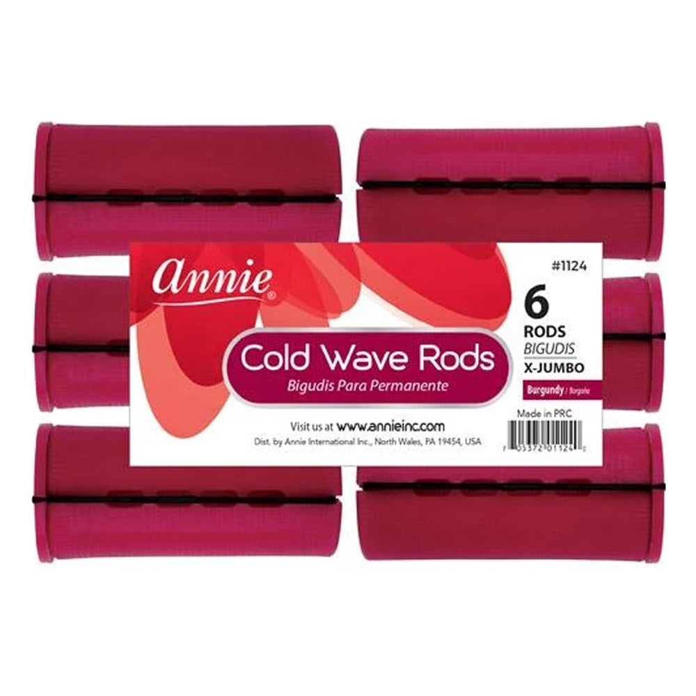 ANNIE Cold Wave Rods with Rubber Band X-Jumbo(1 1/2" Diameter) 6ct Burgundy Carton of 6