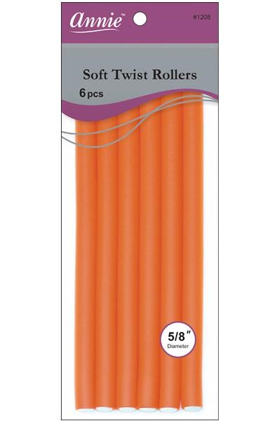 ANNIE Soft Twist Rollers (10inch Long) 5/8" Diameter 6ct Orange