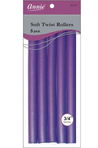 ANNIE Soft Twist Rollers (10inch Long) 3/4" Diameter 5ct Purple