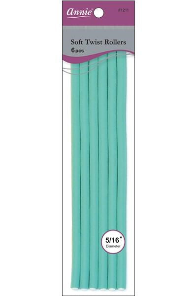 ANNIE Soft Twist Rollers (10inch Long) 5/16" Diameter 6ct Green