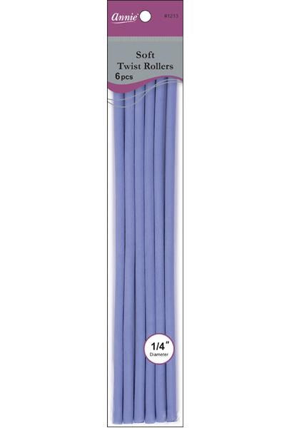 ANNIE Soft Twist Rollers (10inch Long) 1/4" Diameter 6ct Lavender