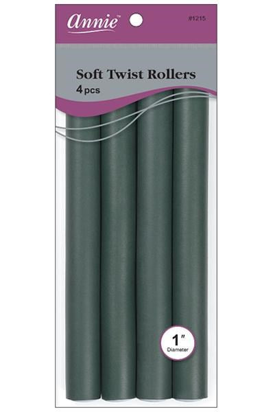 ANNIE Soft Twist Rollers (10inch Long) 1" Diameter 4ct Dark Green