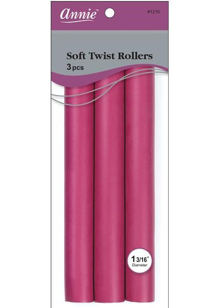 ANNIE Soft Twist Rollers (10inch Long) 1 3/16" Diameter 3ct Plum