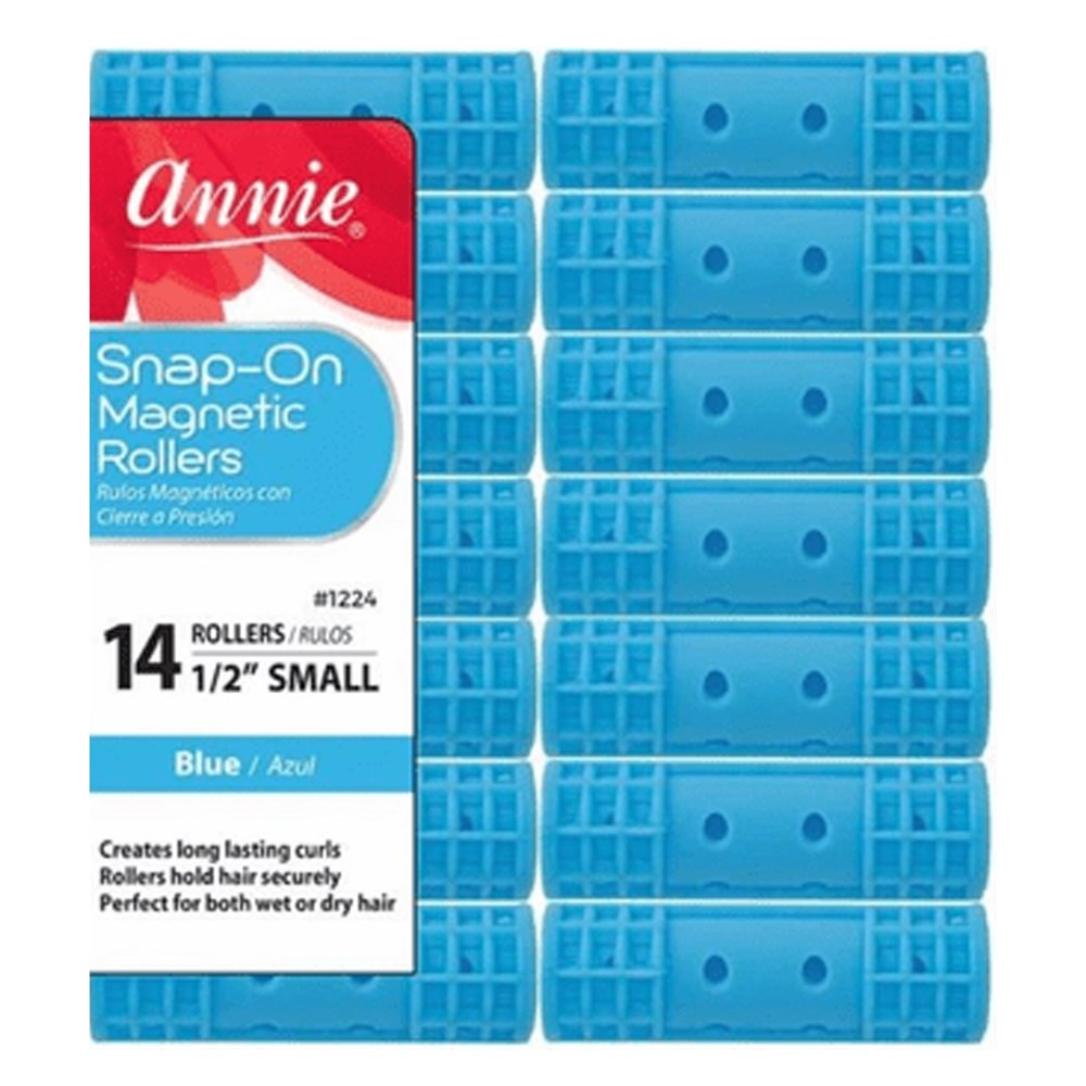 ANNIE Snap-On Magnetic Rollers Small (1/2" Diameter) 14ct Blue
