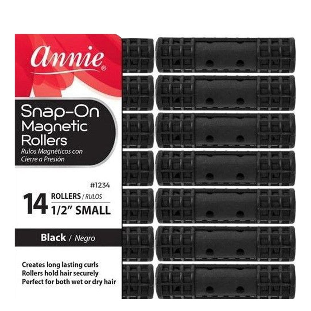 ANNIE Snap-On Magnetic Rollers Small (1/2" Diameter) 14ct Black