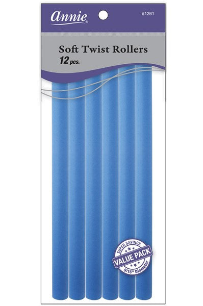 ANNIE Soft Twist Rollers Value Pack (10inch Long) 9/16" Diameter Blue