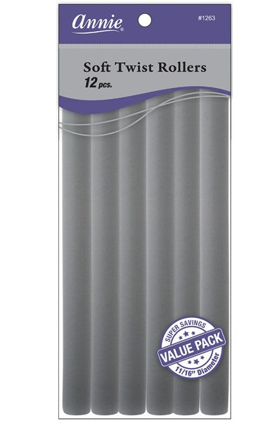 ANNIE Soft Twist Rollers Value Pack (10inch Long) 11/16" Diameter Gray