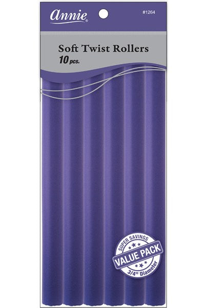 ANNIE Soft Twist Rollers Value Pack (10inch Long) 3/4" Diameter Purple