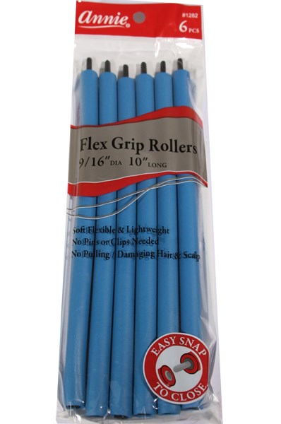 ANNIE Flex Grip Rollers (10inch Long) 9/16" Diameter 6ct Blue