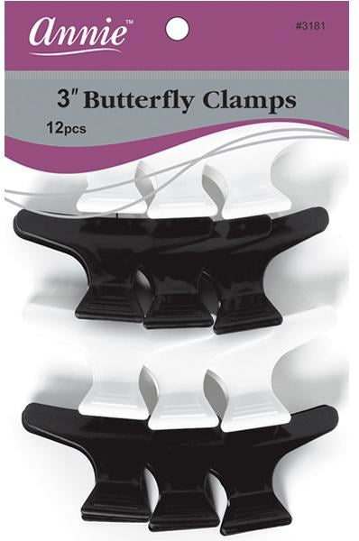 ANNIE Butterfly Clamps Black & White (12pcs/pack) 3 inch