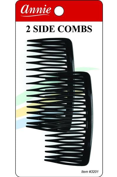 ANNIE 2 Side Combs Large #3201 Black Carton of 12