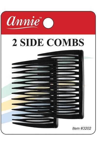 ANNIE 2 Side Combs Medium #3202 Black Carton of 12